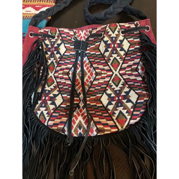 Red Boho fringe crossbody bag - Picture 1 of 11